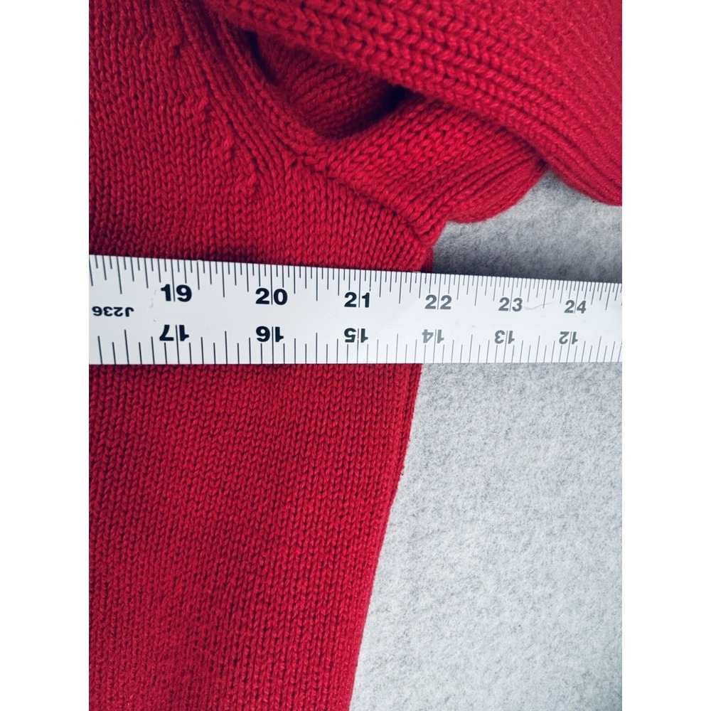 Chaps Ralph Lauren Sweater Men's Large Red Cable Knit Pullover Embroidered Crest - Picture 9 of 9